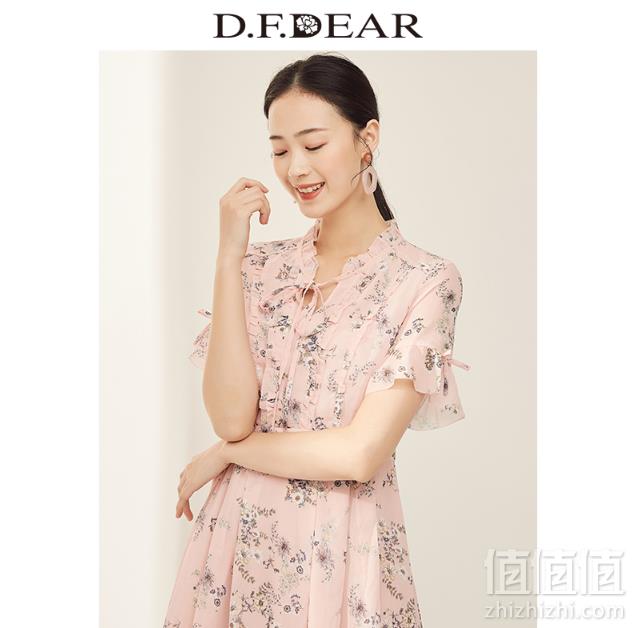 2019新款，D．F．DEAR 德菲蒂奥 女士印花淑女清新连衣裙179元包邮（需领券）