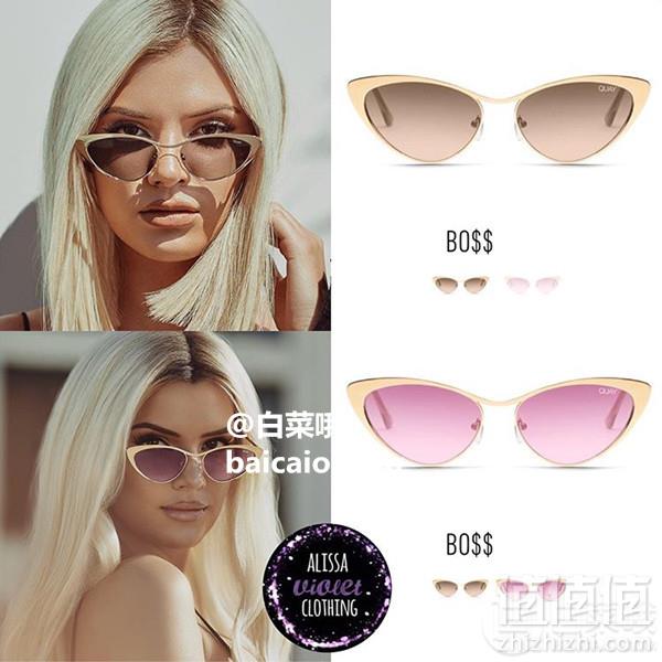 澳洲专业太阳镜品牌，Quay Australia × Alissa Violet联名款 Bo$$ 女士猫眼太阳镜 Prime会员免费直邮含税到手228元