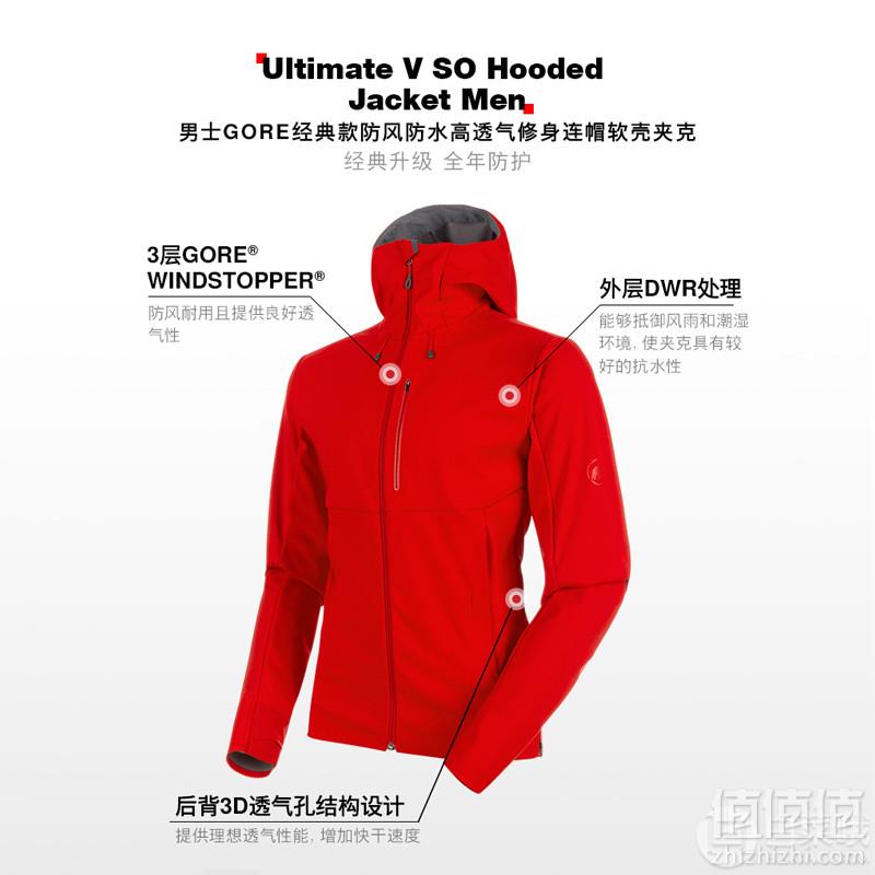 限170码，Mammut 猛犸象 Ultimate V 男士防风连帽软壳(Gore-Windstopper面料) Prime会员免费直邮含税到手962元（天猫旗舰店2998）