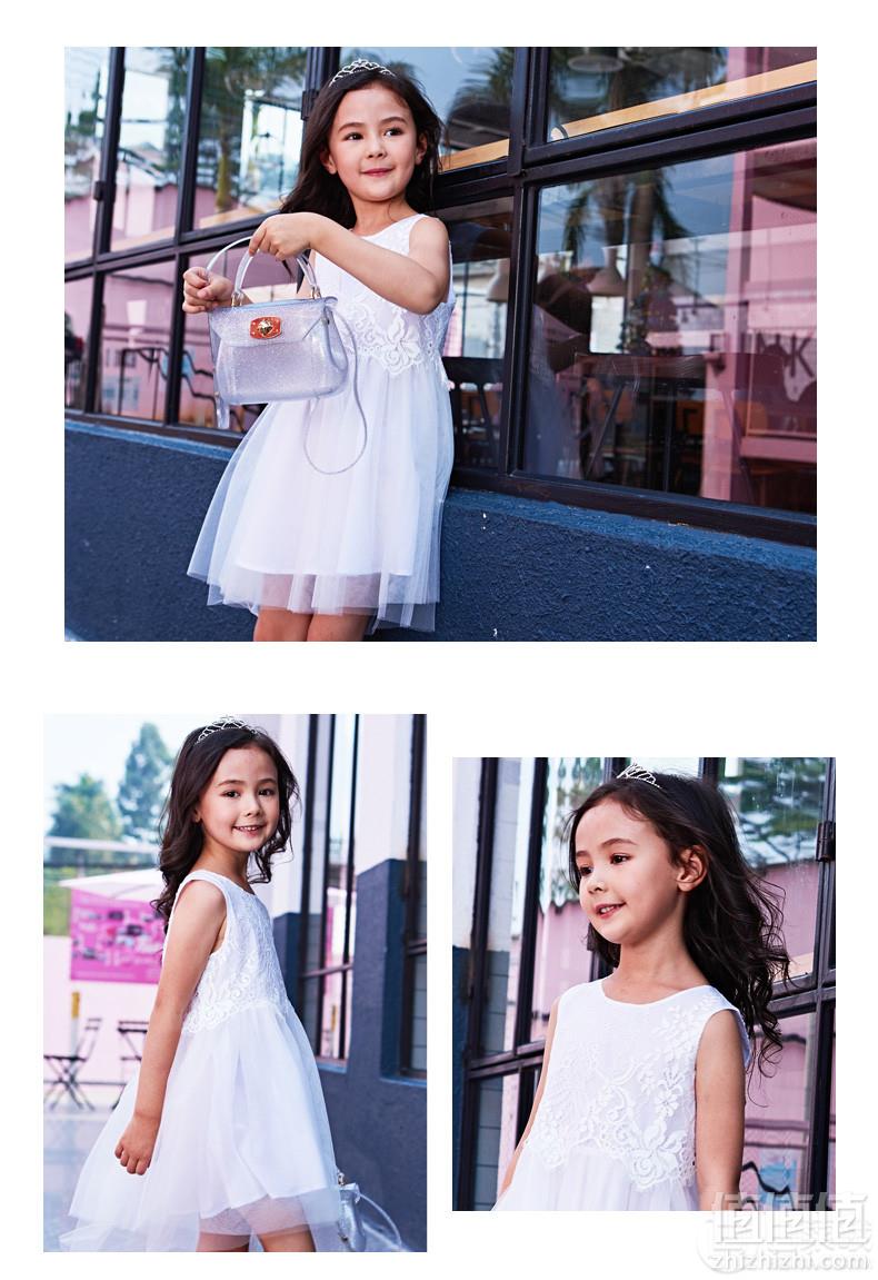 Swkids 七匹狼童装 2019夏季新款 中大童公主蕾丝裙69元包邮（需领券）