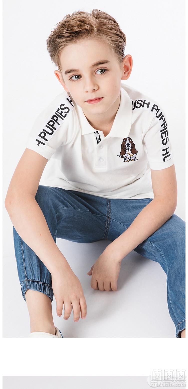 19年新款，Hush Puppies 暇步士 男童纯棉字母织带短袖POLO衫（105~170码） 3色98元包邮（需领券）