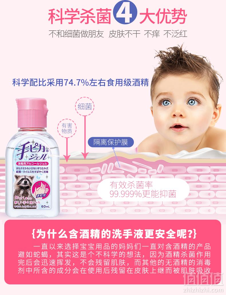 70年日本龙头企业，TEPIKA 手美果 儿童免洗洗手液60ml19元包邮（需领券）