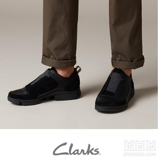 限43码，19新款 Clarks 其乐 TriVerve Slip 男士真皮松紧带三瓣底休闲鞋 26139570到手271元（国内1179元）