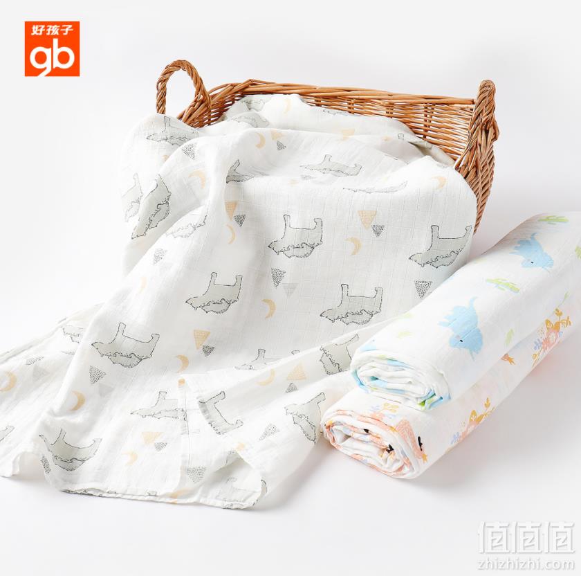 gb 好孩子 新生儿浴巾襁褓 120*120cm 4款48元包邮（需领券）