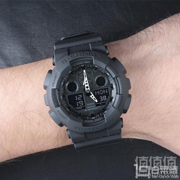 CASIO 卡西欧 G-SHOCK系列 GA-100-1A1 男士多功能双显运动手表477.26元
