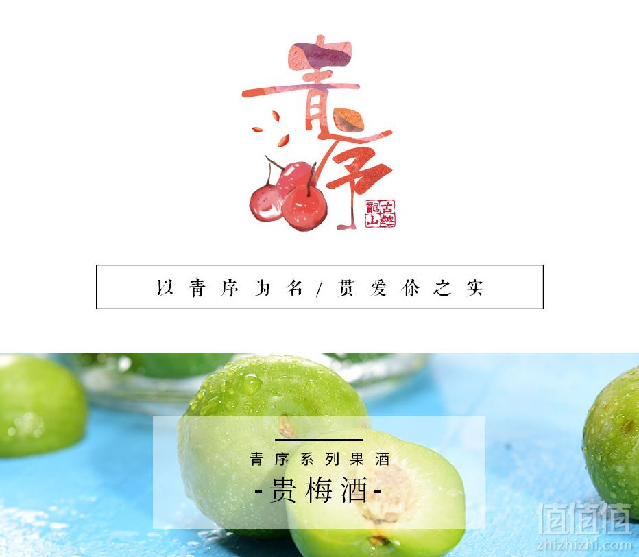 高颜值果酒，古越龙山 青序系列 贵梅酒 500ml*2瓶28元包邮（双重优惠）