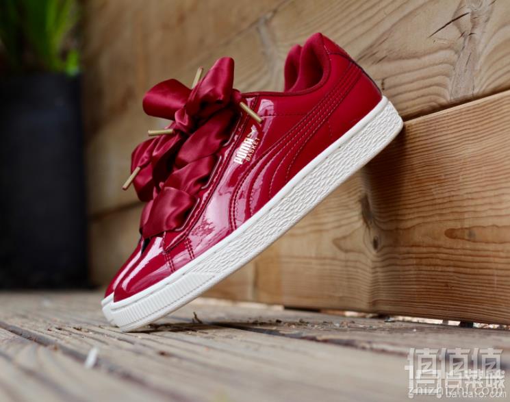 限7M码，PUMA 彪马 Basket Heart Patent蝴蝶结板鞋新低194.36元