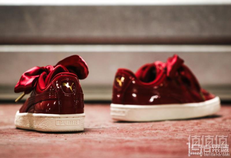 限7M码，PUMA 彪马 Basket Heart Patent蝴蝶结板鞋新低194.36元