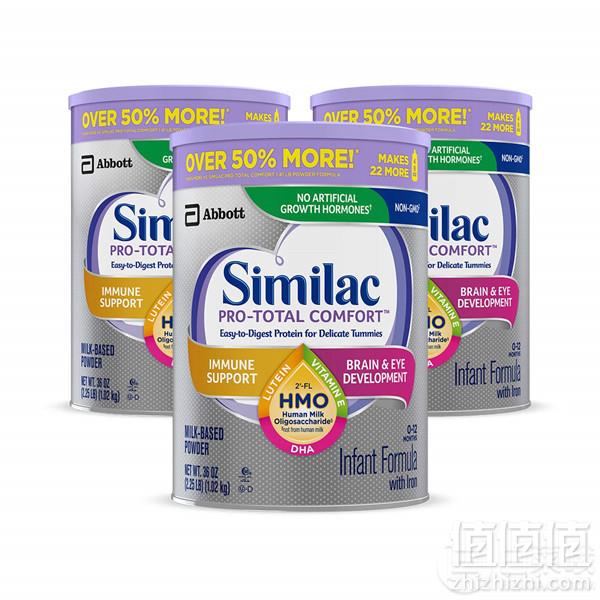 Similac 美版雅培 Pro-Total Comfort™ 易消化半水解婴幼儿配方奶粉1.02kg*3罐605.77元
