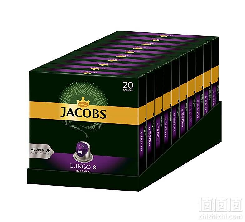 Jacobs 雅各布斯 Lungo 8 Intenso 铝制咖啡胶囊 20颗*10盒292.4元