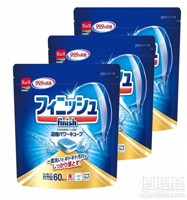 日版，Finish 亮碟 99.9%除菌 洗碗机专用洗涤块60块*3袋装136.98元