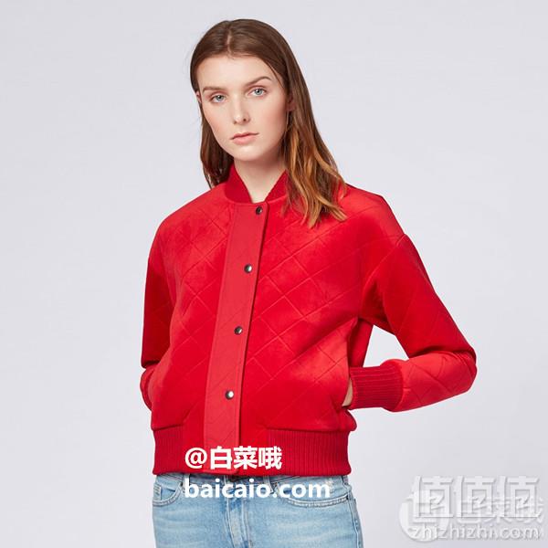 3.3折！38码，BOSS Hugo Boss 雨果·博斯 Onderful 女士天鹅绒飞行员夹克新低769.36元