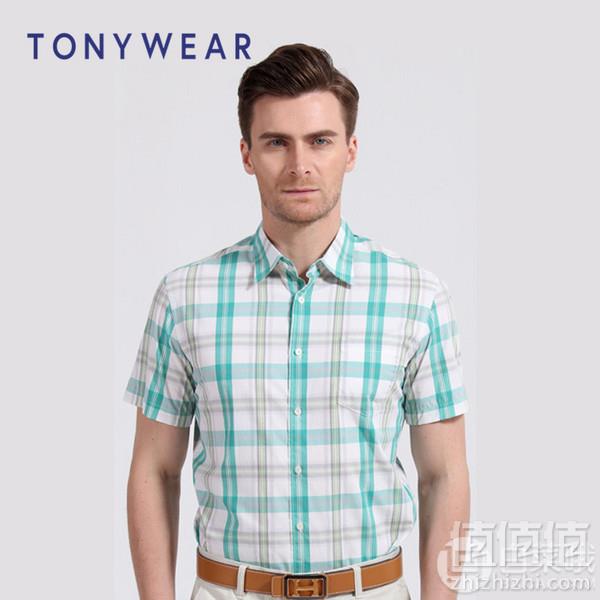 TONY WEAR 汤尼威尔 男士商务休闲大格纹短袖衬衫 多款39元包邮（需领券）