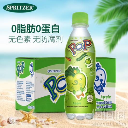马来西亚国会用水， SPRITZER 事必胜 POP苹果味气泡水 325ml*24瓶45元包邮（需领券）1.9元/瓶
