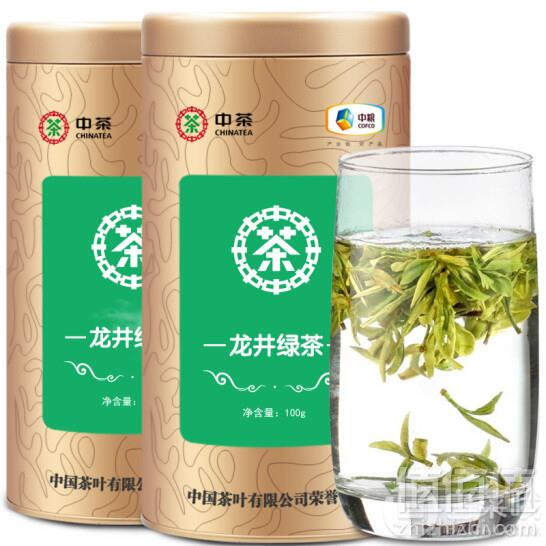 中粮集团 中茶牌 西湖雨前龙井 100g*2罐*2 ￥187包邮46.7元/罐