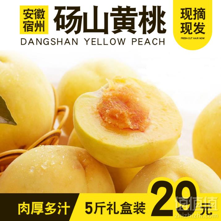 现摘现发，水果特工团 正宗砀山黄桃带箱5斤19元包邮（需领券）