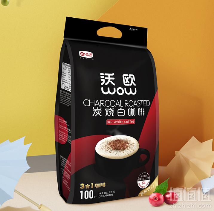 WOW 沃欧 炭烧白咖啡粉16g*100条29.9元包邮（需领券）