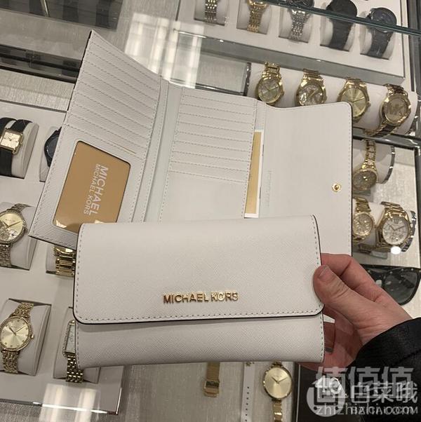 Michael Kors 迈克高仕 Jet Set Travel 大号三折皮革钱包 白色372.38元