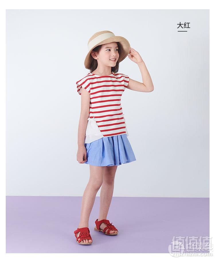 任选2套！日本超高人气童装品牌，petit main 2019夏季新款女童短袖裙裤套装*2套  ￥129包邮新低64.5元/套（双重优惠 拍2件）