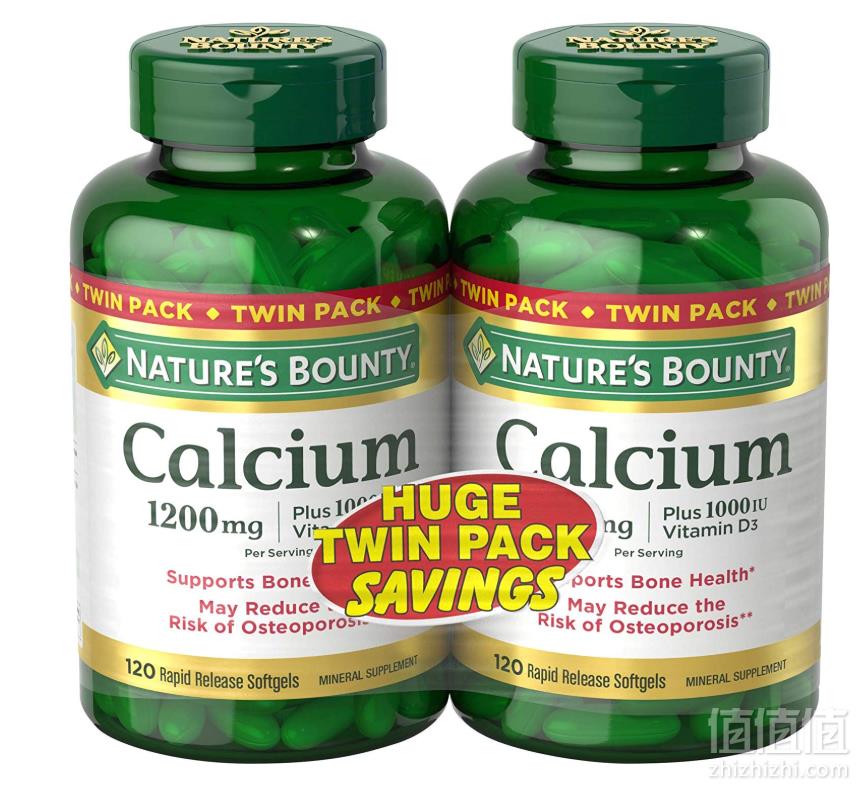 Nature's Bounty 自然之宝 液体钙+VD软胶囊1200mg*120粒*2瓶105.11元