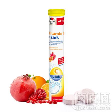 Doppelherz 双心 维生素C+锌泡腾片 15片14.2元/件（需凑单）