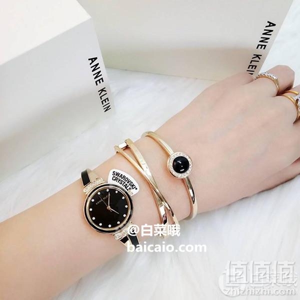 Anne Klein 安妮·克莱恩 AK/3292BKST 施华洛世奇水晶 女士手镯手表套装308.26元