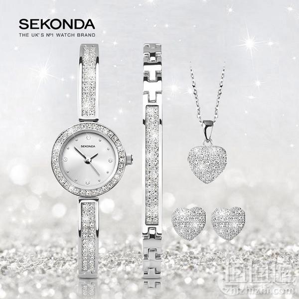 Sekonda 2363G.6 女士时尚镶钻玫瑰金腕表5件套新低373.33元