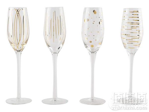 CreativeTops Mikasa系列 蚀刻水晶香槟高脚杯 金色 210ml*4新低159.69元