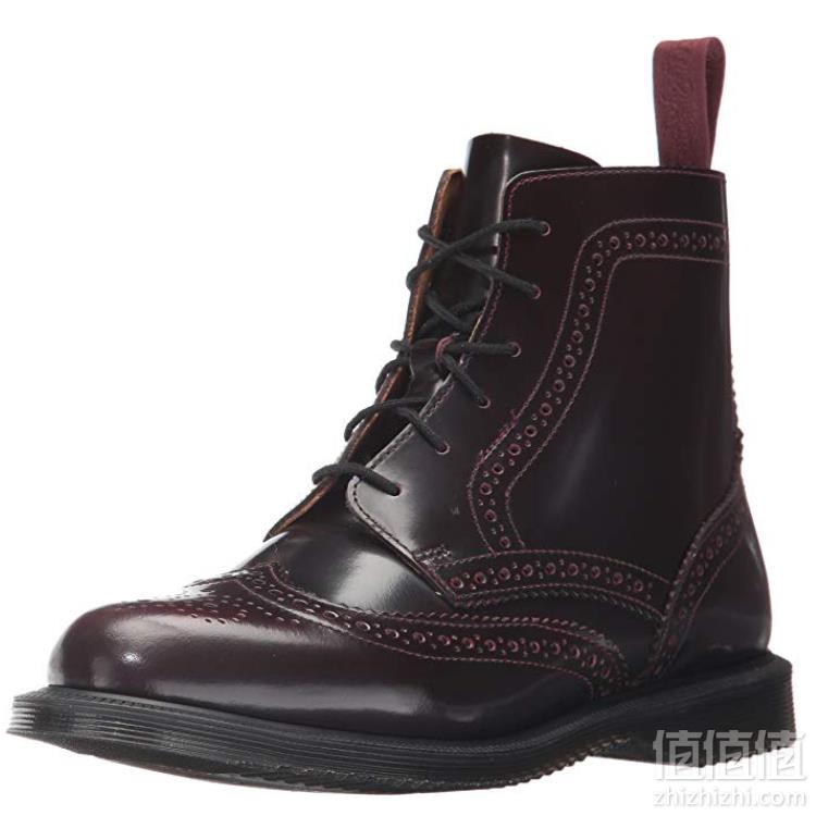 限尺码，Dr. Martens 马丁大夫 Delphine Red Arcadia 6孔布洛克雕花侧拉链马丁靴624.41元