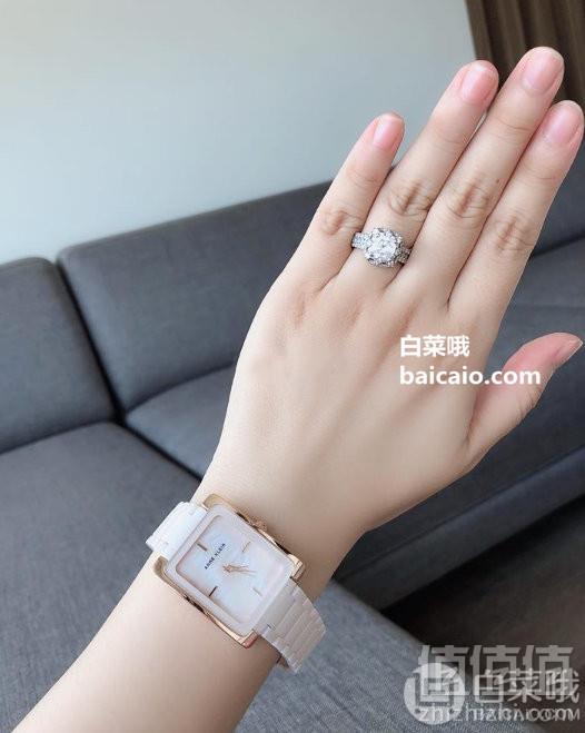 Anne Klein 安妮克莱因 AK/2952LPRG  女士方形陶瓷石英手表新低341.4元