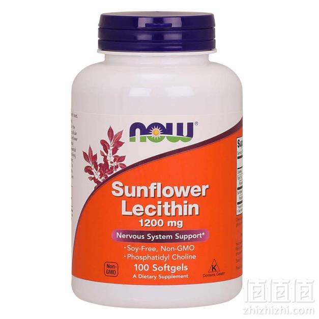 <span>4件0税！</span>降血脂血压健脑，Now Foods 诺奥 葵花卵磷脂胶囊1200mg*100粒59元