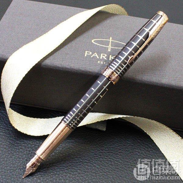 Parker 派克 Sonnet卓尔系列 巧克力格纹玫瑰金夹 18K金 钢笔F尖820.13元