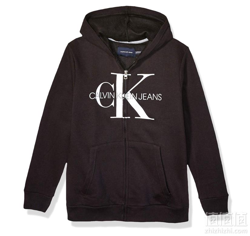 2色多码，Calvin Klein 卡尔文·克莱恩 Full Zip 儿童拉链抓绒连帽衫175.87元
