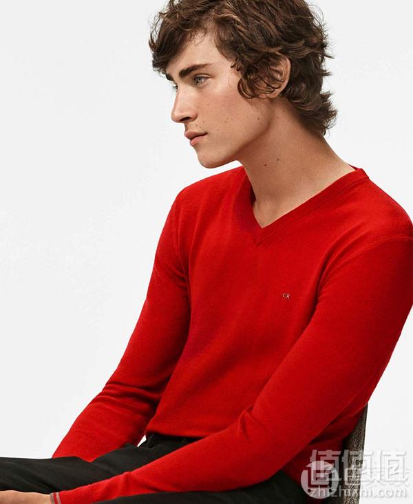 Calvin Klein 卡尔文·克莱恩 男士100%美利奴羊毛V领毛衣263.98元