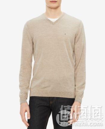 Calvin Klein 卡尔文·克莱恩 男士100%美利奴羊毛V领毛衣263.98元