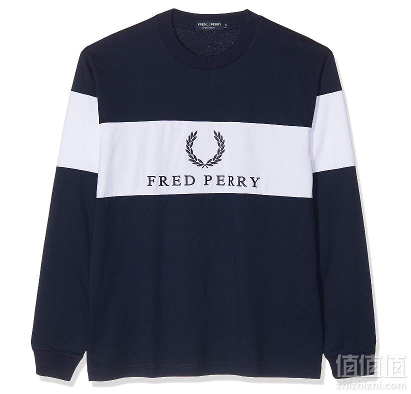 S/M码，Fred Perry 佛莱德·派瑞 男士撞色纯棉长袖T恤M5510467.91元