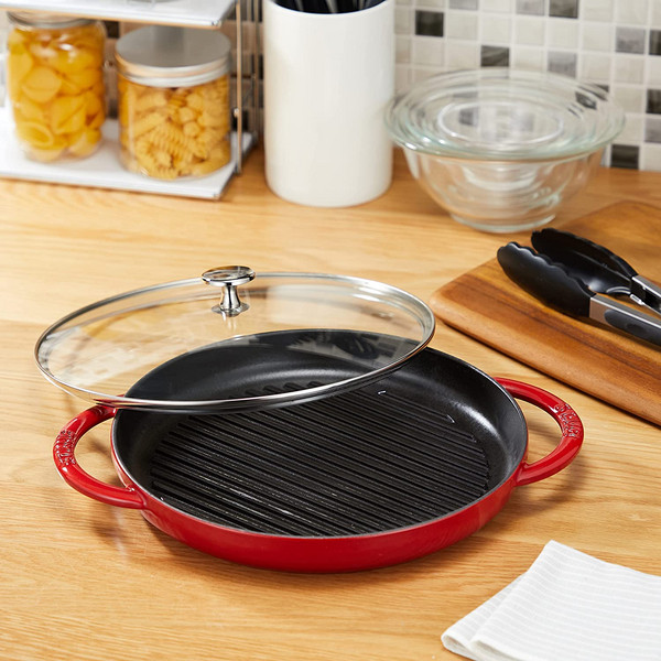 Staub 珐宝 40508-300 圆形珐琅铸铁烤盘26cm 带玻璃盖758元