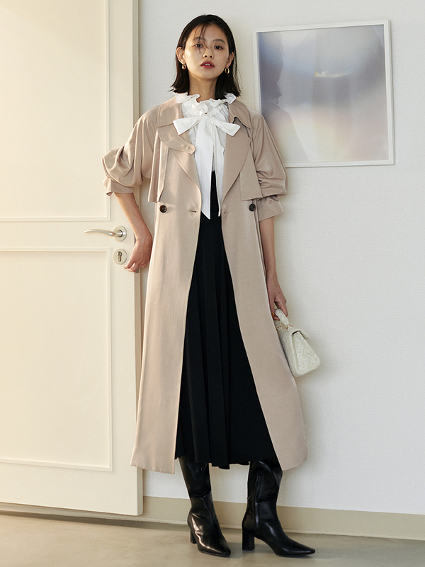 Snidel 女士经典时尚光泽面系带斗篷风衣外套SWFC224056新低579.61元（天猫旗舰店1146元）