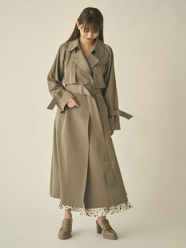 Snidel 女士经典时尚光泽面系带斗篷风衣外套SWFC224056新低579.61元（天猫旗舰店1146元）