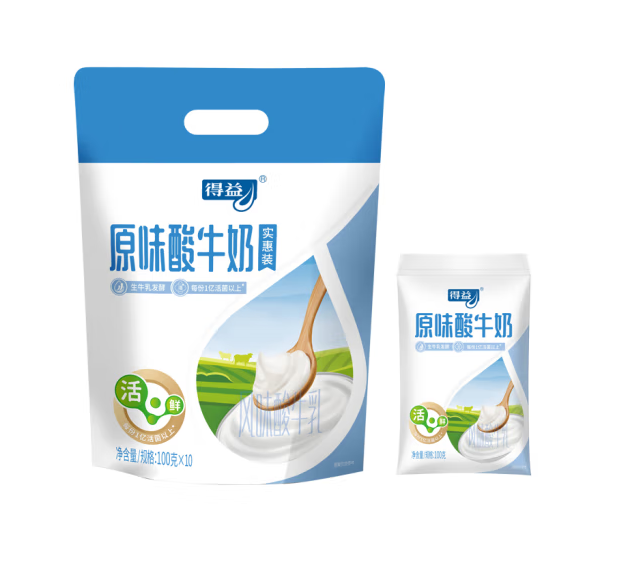 得益 风味酸牛奶 袋装100g*10袋12.9元包邮（需领券）
