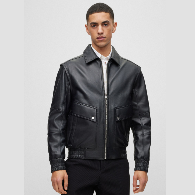 HUGO Hugo Boss 雨果博斯 Larvid 男士可拆卸衣袖羊皮夹克1893.4元（官网7400元）