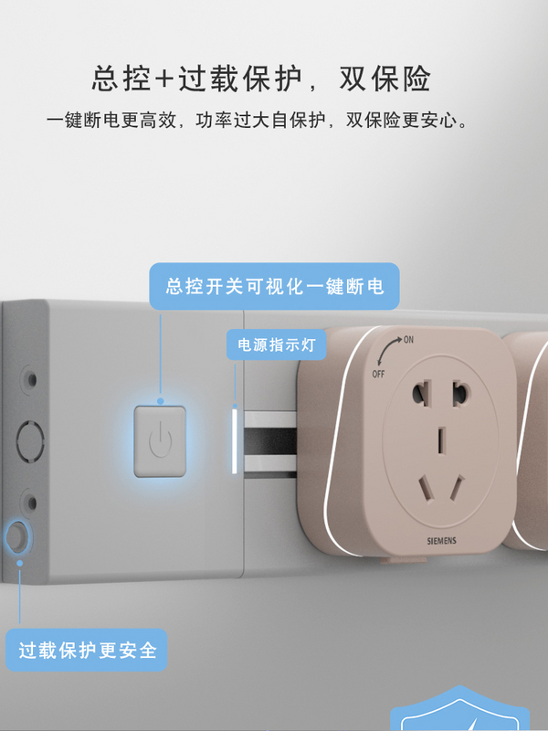 Plus会员，SIEMENS 西门子 睿程系列 壁挂式轨道插座 （50cm轨道+黑色五孔3个）231.06元包邮（多重优惠）