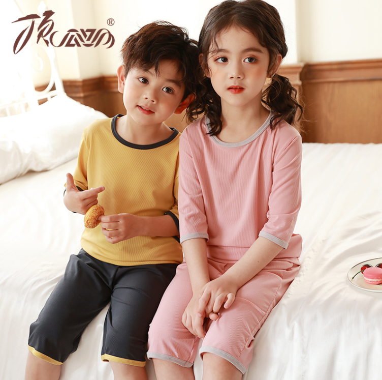 顶瓜瓜 儿童冰丝棉短袖家居服套装*2套（110-160cm）4色新低49.8元包邮（24.9元/套）