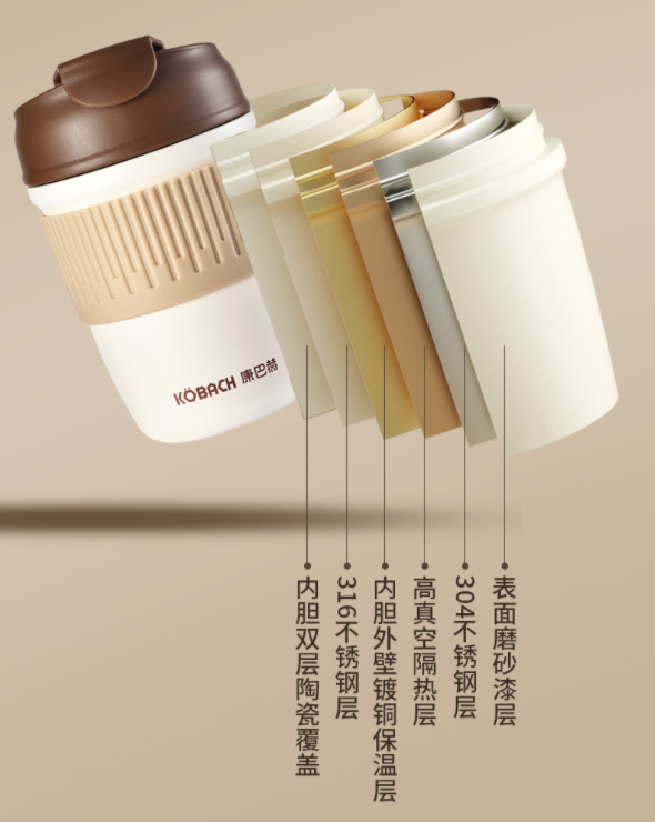 康巴赫 陶瓷内胆便携咖啡杯 350ml84.55元包邮（双重优惠）