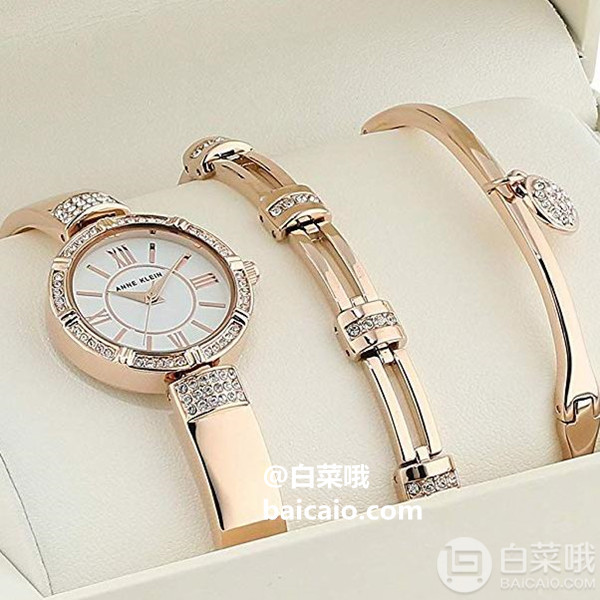 Anne Klein 安妮·克莱恩 AK/3294RGST 施华洛世奇水晶 女士手镯手表套装213.54元