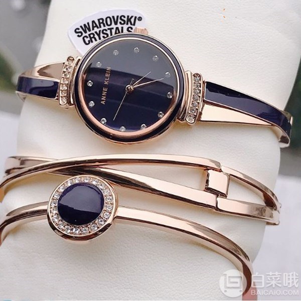 Anne Klein 安妮·克莱恩 AK/3292NVST 施华洛世奇水晶 女士手镯手表套装226.35元
