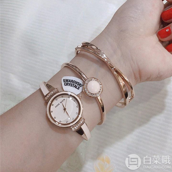 Anne Klein 安妮·克莱恩 AK/3292NVST 施华洛世奇水晶 女士手镯手表套装226.35元