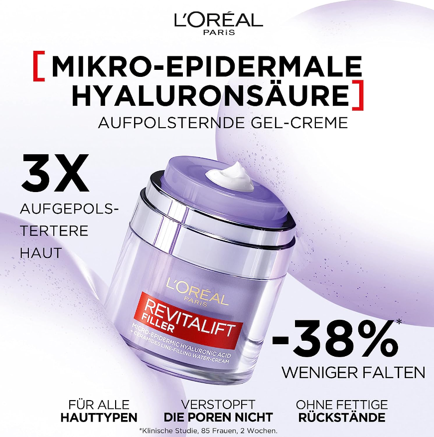 L'Oreal Paris 巴黎欧莱雅  Revitalift Filler 复颜玻尿酸轻盈保湿霜 50ml104.12元