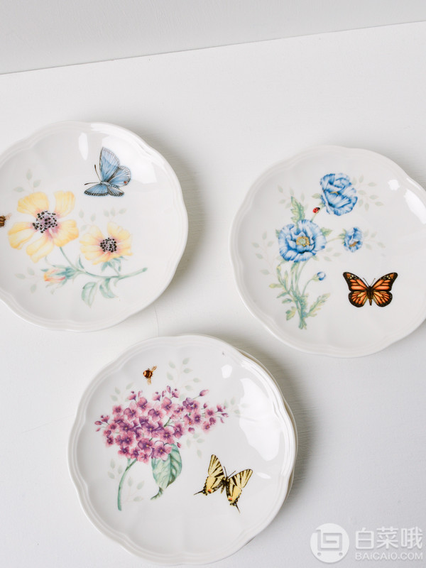 Lenox 伦诺克斯 Butterfly Meadow蝶舞芳草系列 骨瓷餐盘6件套301元