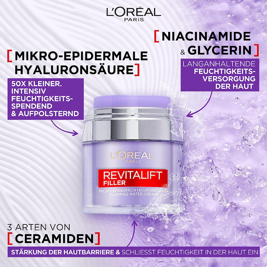 L'Oreal Paris 巴黎欧莱雅  Revitalift Filler 复颜玻尿酸轻盈保湿霜 50ml104.12元